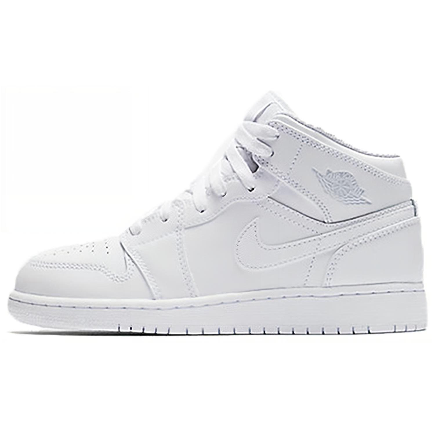 

New Jordan 1 Mid White Pure Platinum 2018 GS 554725-109 36