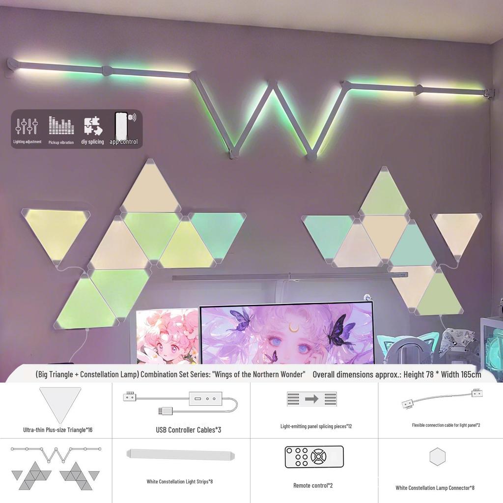 Smart RGB Constellation Light Panel: 3D Sound-Reactive Color Lamp for E-Sports, Wall or Bedroom Atmosphere.