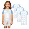 3 Peças Macacão Adaptativo Anti-Rasgo Infantil Gola Redonda Manga Curta Estampado com Zíper Invisível nas Costas para Meninos Meninas com Necessidades Especiais