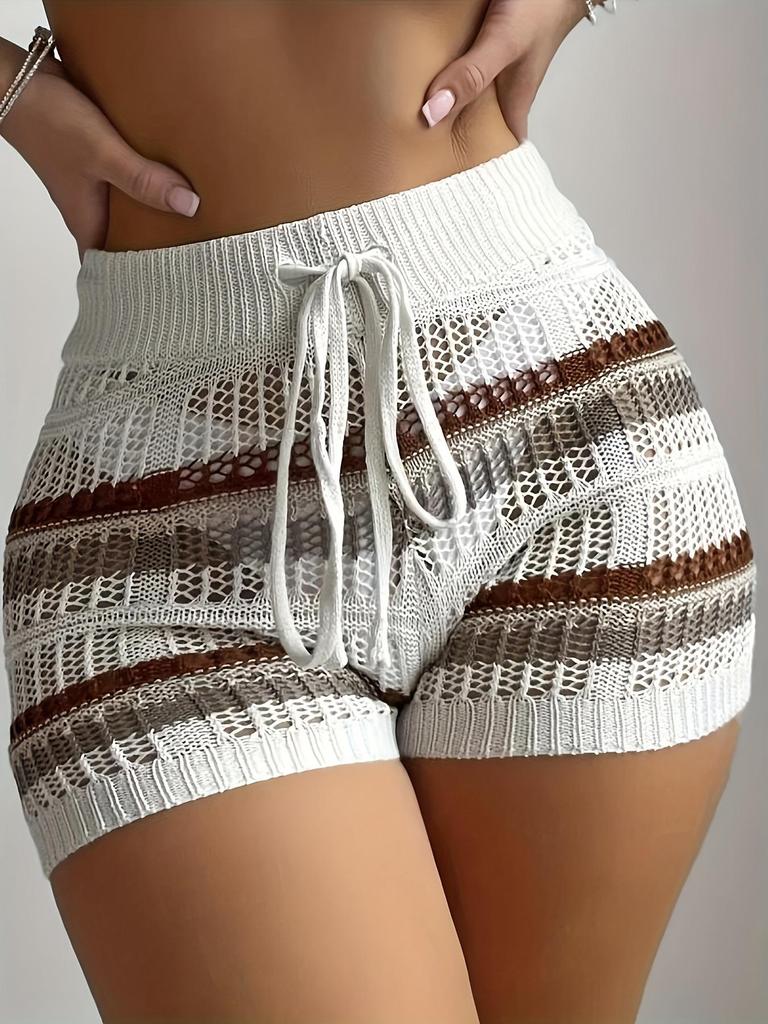 European-American Style Fashion Striped Knit Beach Shorts