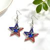 1 Pair Hook Earrings American Independence Day Pattern Hollow Heart Star Shape Red White Blue Earrings Jewelry Accessories