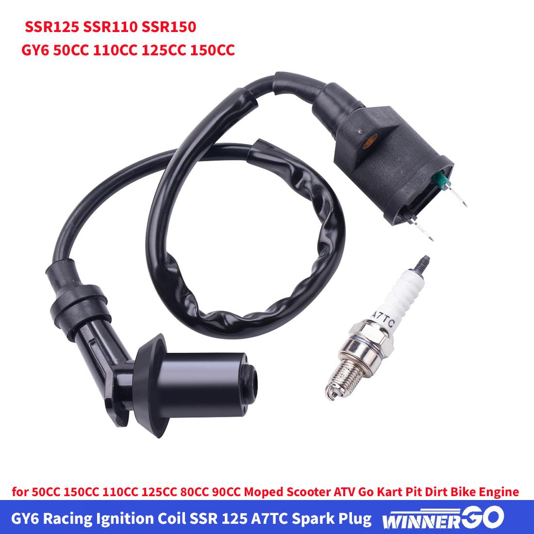 

Universal Ignition Coil A7TC Spark Plug for GY6 4-stroke Engines Scooters 139QMB 152QMI 157QMJ 50cc 80cc 90cc 125cc 150c Engines