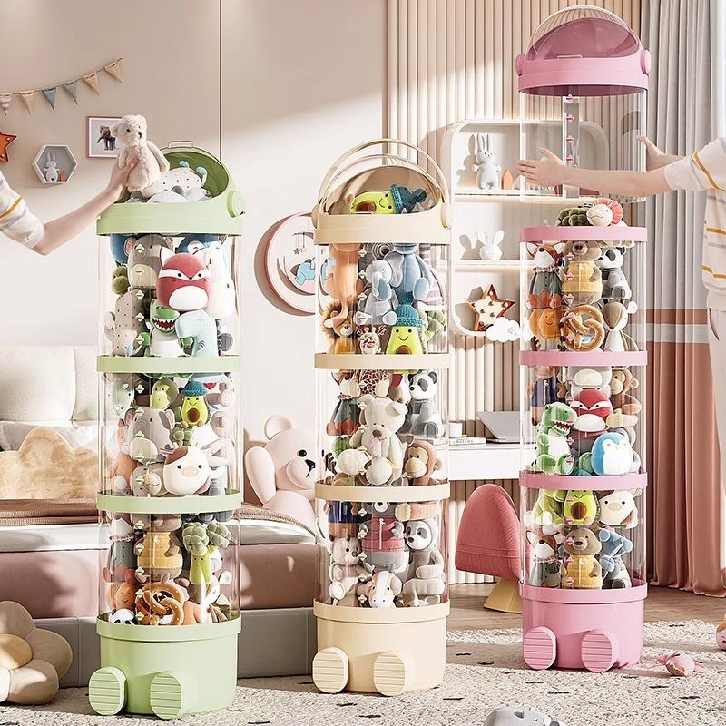 Toy Storage Tube Doll Organizer Bucket Large Transparent Organizing Cylinder Multifunctional Luxury Plastic Organization Boxes