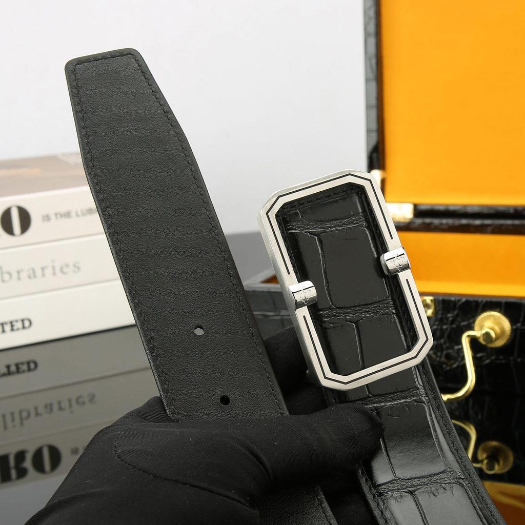 Men's Casual Crocodile Leather Belt - 3.8 Wide