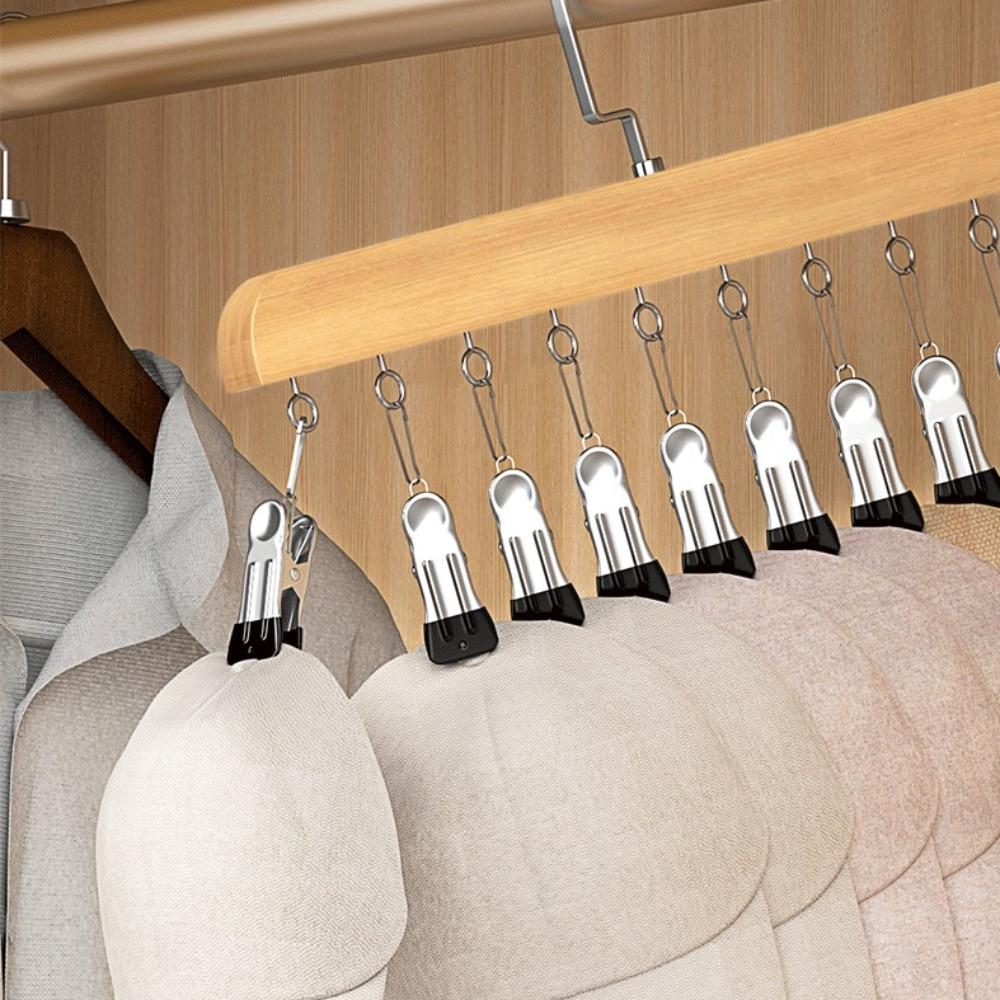 New Solid Wooden Trouser Clip Hat Skirt Storage Multi-Clip Hanging Rack Space-Saving Rotatable Underwear Sock Clip Closet