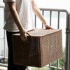 Extra großer Aufbewahrungskorb aus geflochtenem Rattanimitat mit Deckel für Kleidung