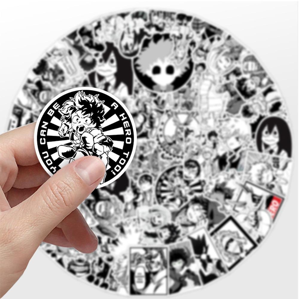 10/30/50pcs Anime My Hero Academia Stickers Black White Manga Decals DIY Skateboard Phone Notebook Cool Cartoon Graffiti Sticker