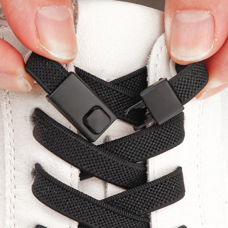 8MM 2025 No Tie Shoe Laces Press Lock Insert Fixed Shoelaces Without Ties Elastic Laces Sneaker Kid Adult Flat Shoelace for Shoe