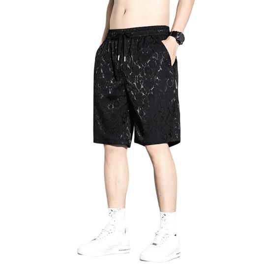 

Men Shorts Mid-rise Elastic Waistband Athletic Shorts with Drawstring Pockets Printing Wide Leg Summer Beach Casual Shorts XXL