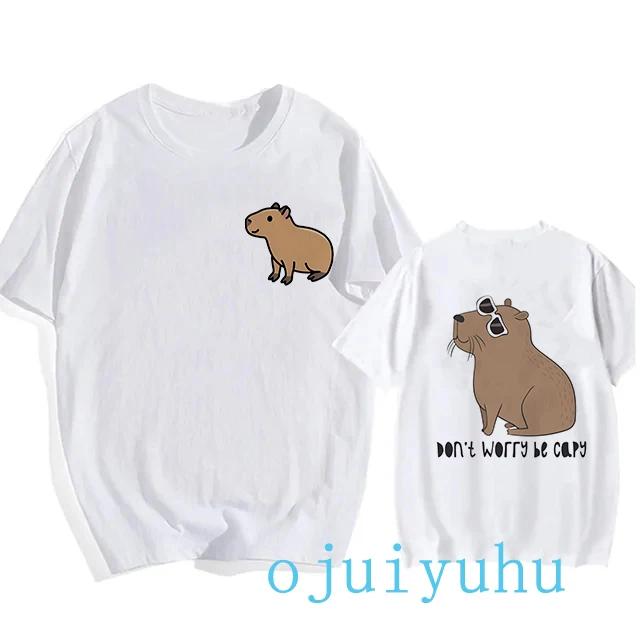 Fashion Capybara T Shirt Men/women EU Szie T-shirt Funny Capibara Harajuku Tees Tops Cartoon Mange Y2k 90s Grunge Tshirt Clothes