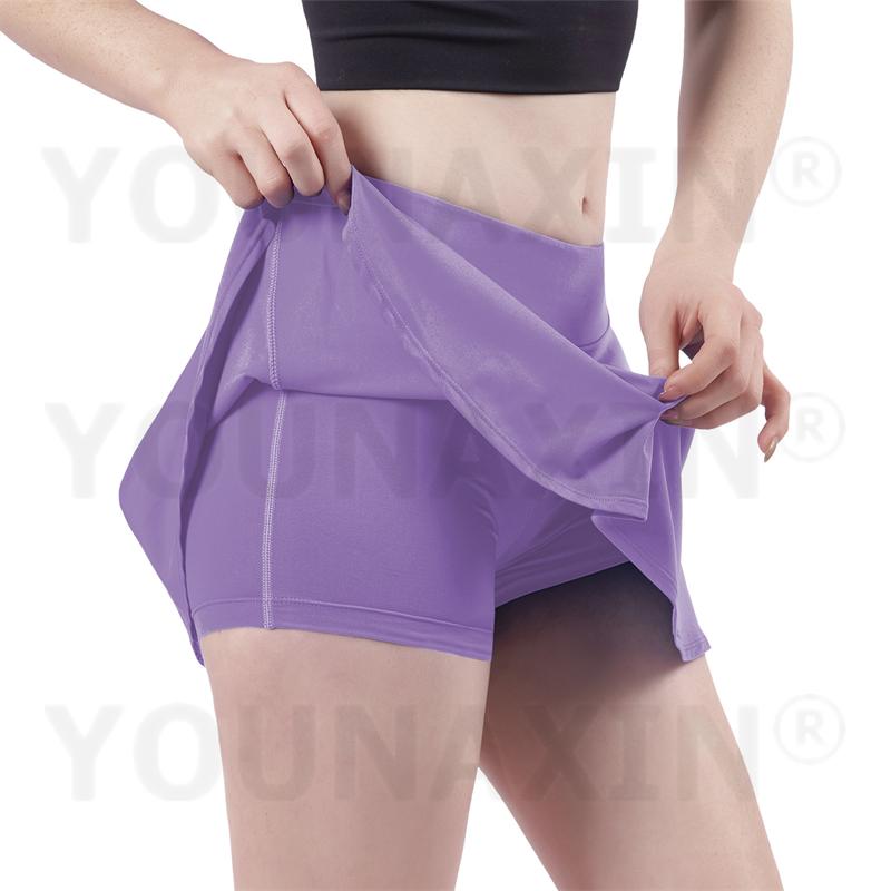 Women's Tennis Culottes High Waist Fitness Skirt Training Running Yoga Badminton Sports Shorts Lining Girl Anti-emptied Quick Dry S M L XL 2XL