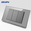 DELEFU Brazil Standard Grey Glass Panel 20A 10A Smart Switch CAT6 Network Socket USB Type-C Wall Outlet Household Charging