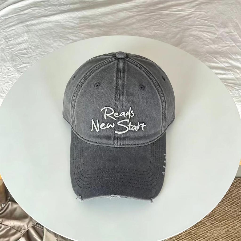 Washed and Made Old Letter Embroidered Baseball Cap for Men, Rough Edge Ripped Cap, Retro Casual Women's Versatile Hat