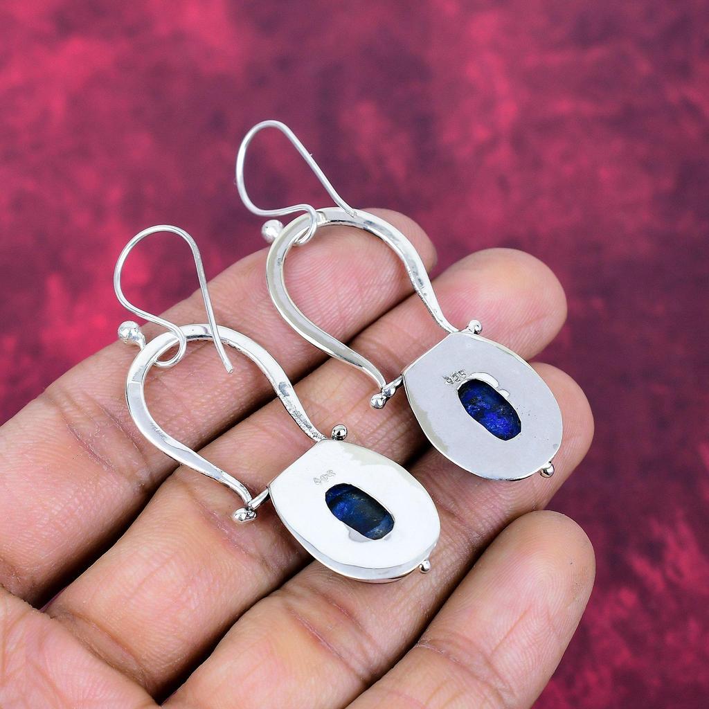 Lapis Lazuli Örhängen Handgjorda Ädelstenssmycken, 925 Äkta Sterlingsilver Örhängen, Smyckesörhängen med Unik Design
