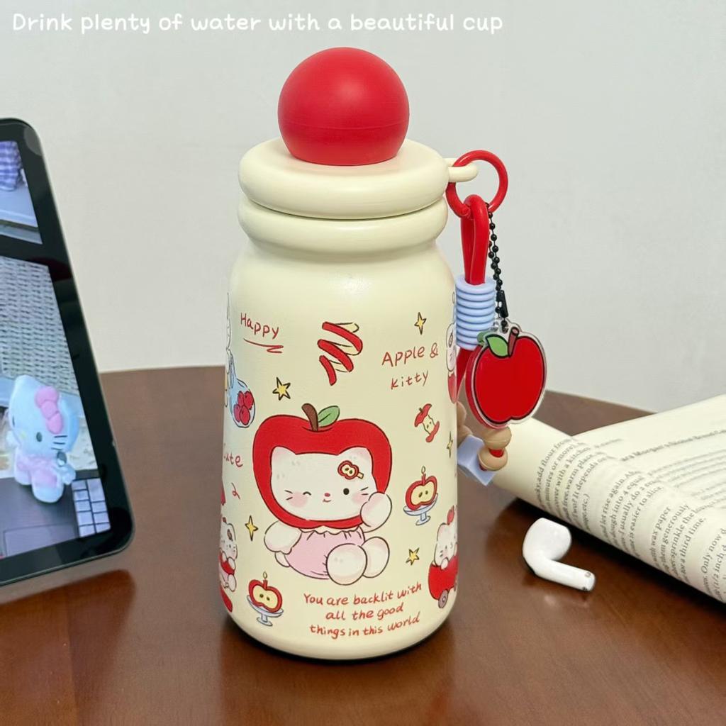 New Student High-value Thermos Cup Niche Stainless Steel Straw Cup with Lifting Rope Portable Cute Girl Accompanying Cup