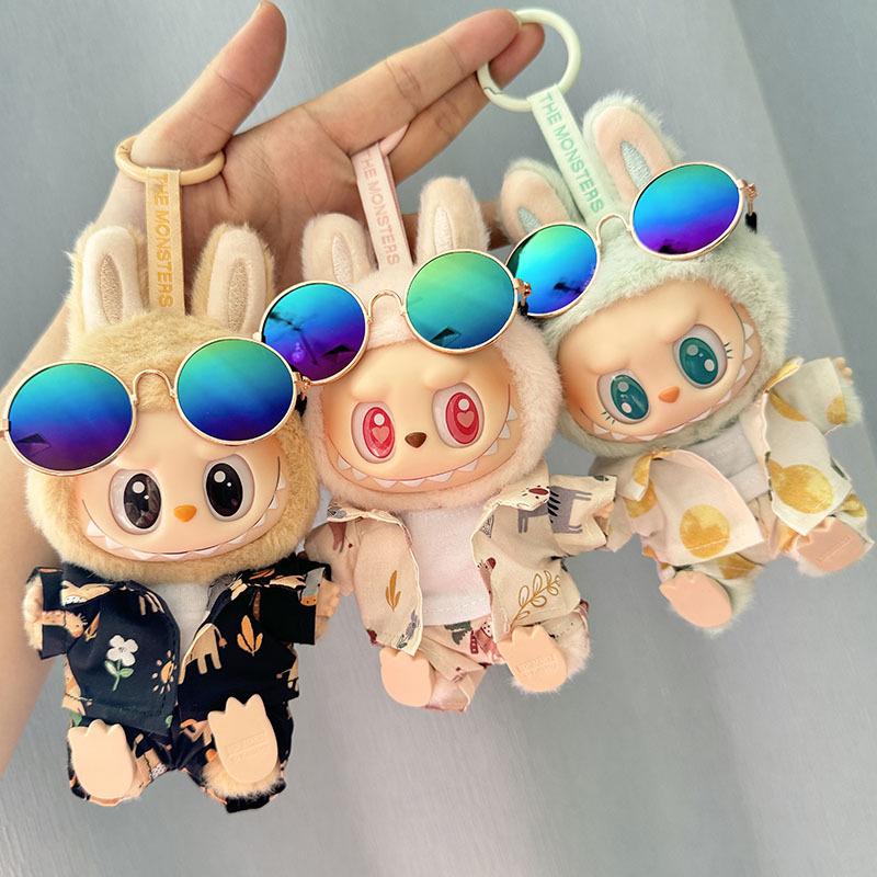 

Clothes only Labubu Clothes Pendant Labubu Sitting Party Waistcoat Beach Glasses Set