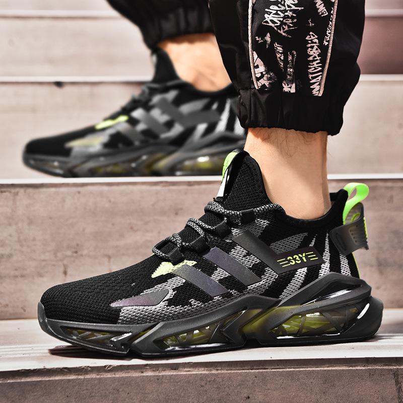 New Spring and Summer Sports Shoes Popcorn Bottom Men's Shoes Lightweight Breathable Running Sports Shoes Men's Fashionable Korean Style Shoes Men