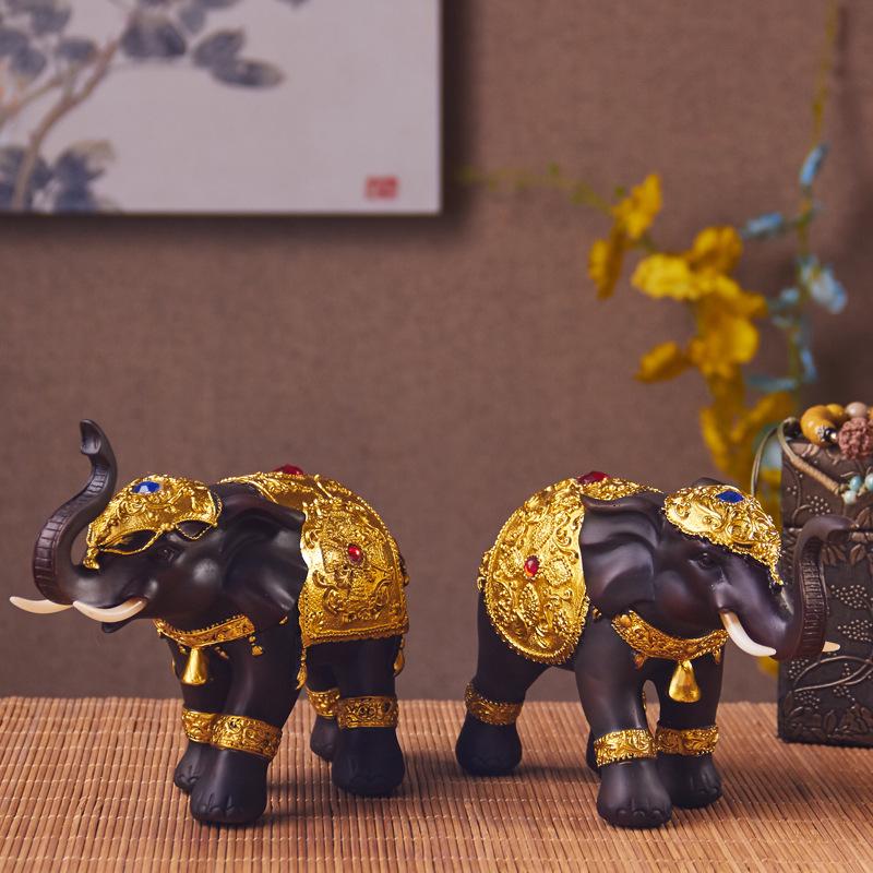 Thai-Style Lucky Elephant Ceramic Ornament for Home or Office Decor