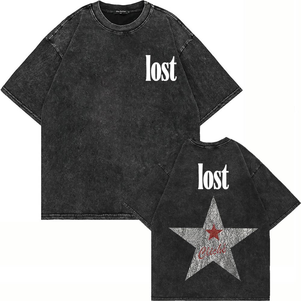 

New Arrival Unisexs Clothes Tee Shirt Homme Graphic TShirts Unisex Tshirt for Unisex Ropa Hombre Washed Mgk Lost Americana Short Sleeved S
