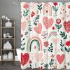 Painted Hearts And Rainbows Shower Curtain Washable Dirt-Resistant Shower Head Waterproof Polyester Bath Curtain For Home Decor