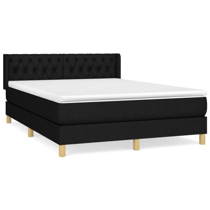 Maison Exclusive - Sommier à lattes de lit avec matelas Noir 140x200 cm Tissu