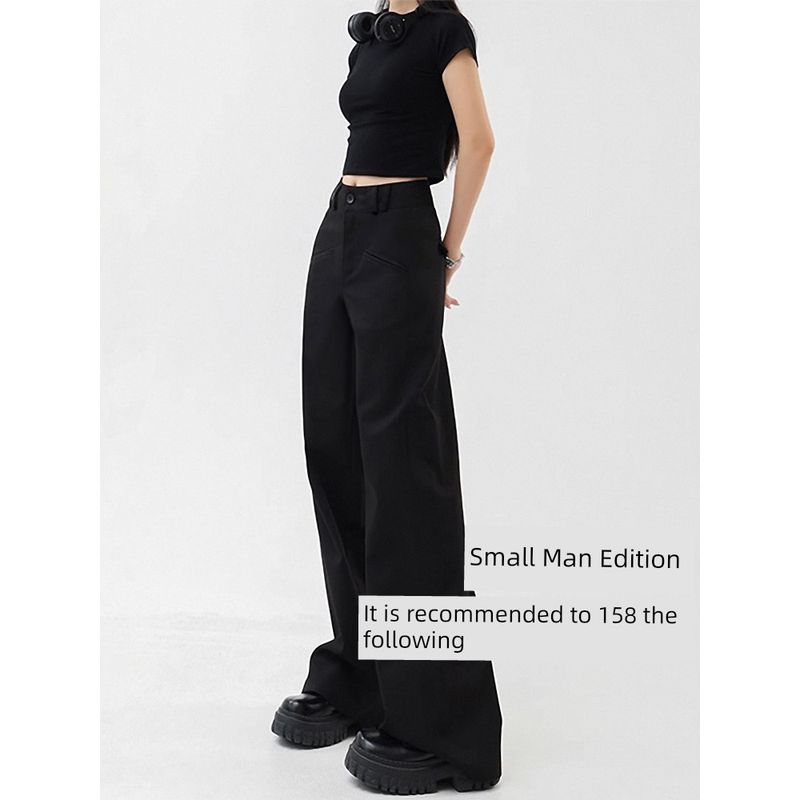 mm Black Autumn Fat Sister Pear Shapes Suit Pants Black, Petite Size 2XL