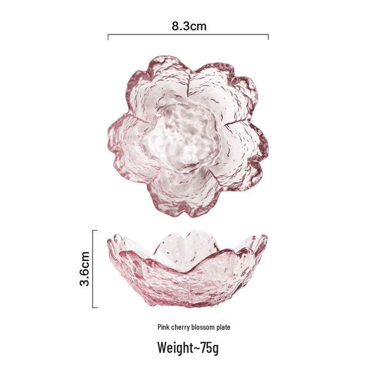 

Японская миска для приправ из кованого стекла с цветущей сакурой - Розовая маленькая миска для соусов для макания