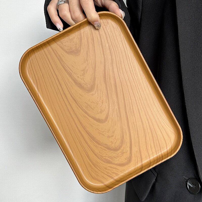 Rectangular Faux Wood Serving Tray