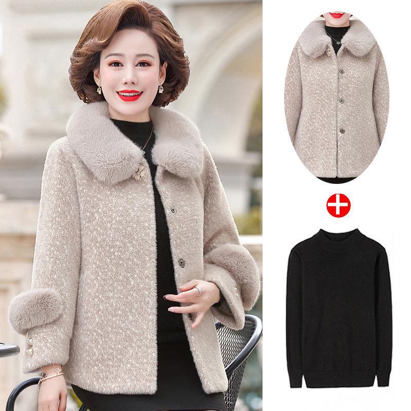 

Зимнее пальто из норкового бархата для женщин среднего и пожилого возраста - Высококачественная утолщенная шерстяная хлопковая куртка XL (80-100 kg)