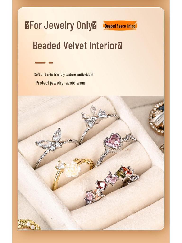 Oval sammetsförvaringslåda för smycken - Bärbar presentförpackning för ringar och halsband