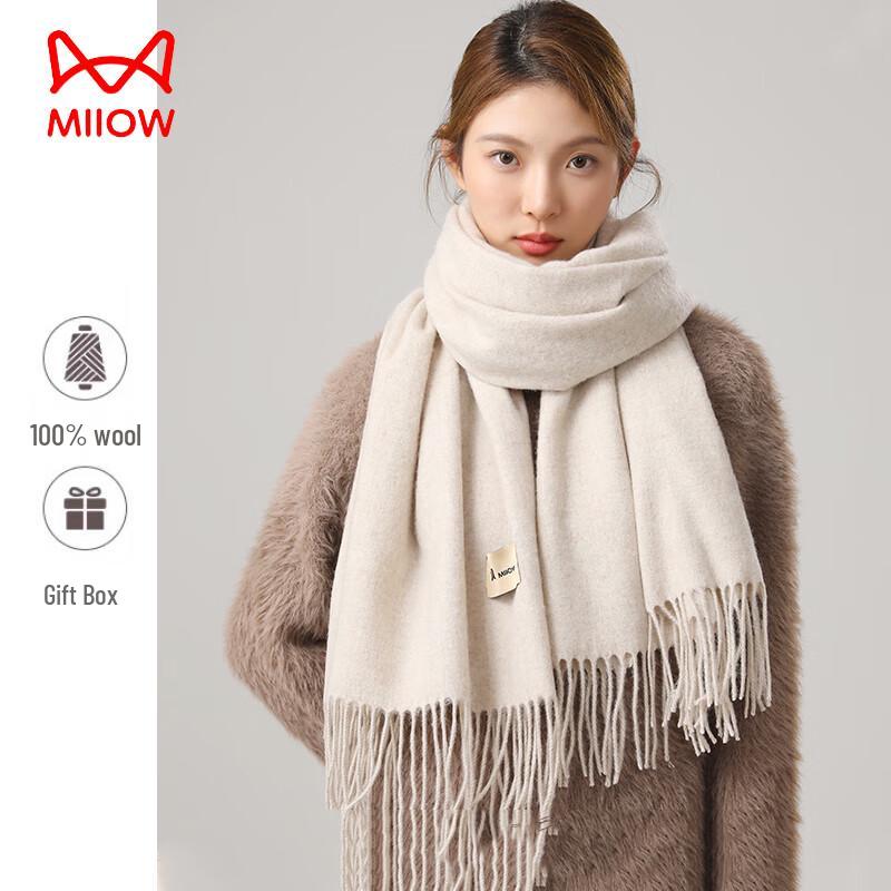 MiiOW Women's 100% Pure Wool Retro Warm Scarf & Shawl