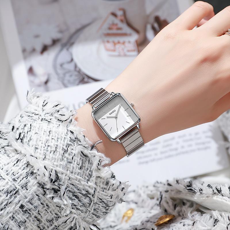 Elegant Simple Women's Watch Stainless Steel Strap Quartz Watches Square Dial Casual Fashion Wristwatch Suitable for Daily Wear
