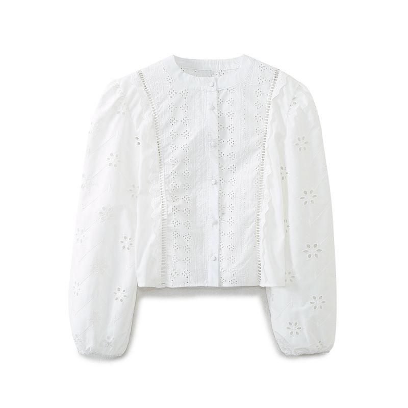 Kaslead Women's Clothing Fashion Casual Cut Out Embroider