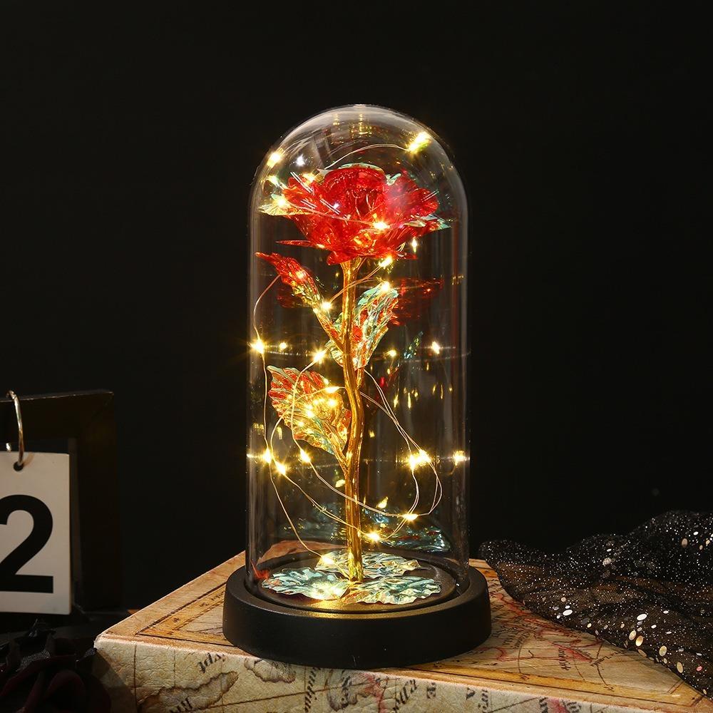 Creative Romantic Artificial Rose Light Realistic Luminous Eternal Rose Lamp Decorative LED Flower Light Valentine's Day