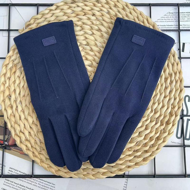 Men'S Gloves Fleece Warm German Fleece Windproof And Cold Proof Touch Screen Cycling Driving Gloves