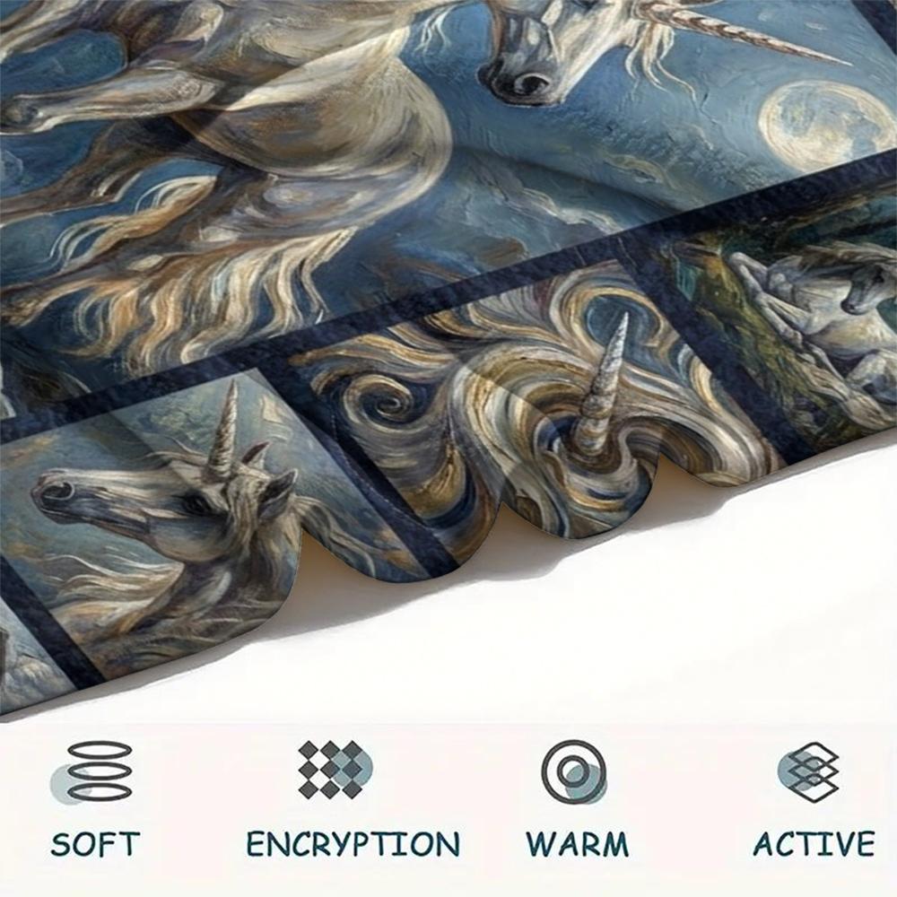 Einhorn Tierprint Flanelldecke, Hohe Qualität, Bequem für alle Jahreszeiten, Heimdekoration, Wärme und Komfort, Perfekt für Weihnachtsgeschenke140