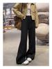 Women's Khaki Wide-Leg Trousers - Spring/Autumn 2026 High-End Slim Straight-Leg Suit Pants