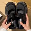 Women Fashion Black Mary Jane Shoes Spring Outdoor Female Fashion Thick Sole Non Slip Platform Increase Thick Sole Single Shoes