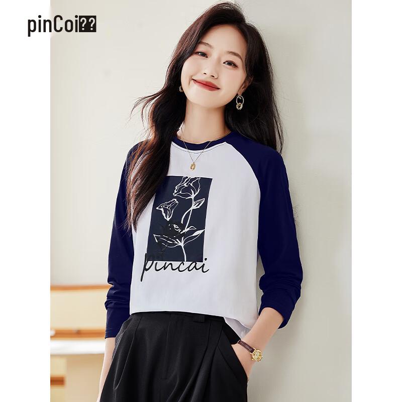 Pincai Women s Floral Letter Print Long-Sleeve T-Shirt L