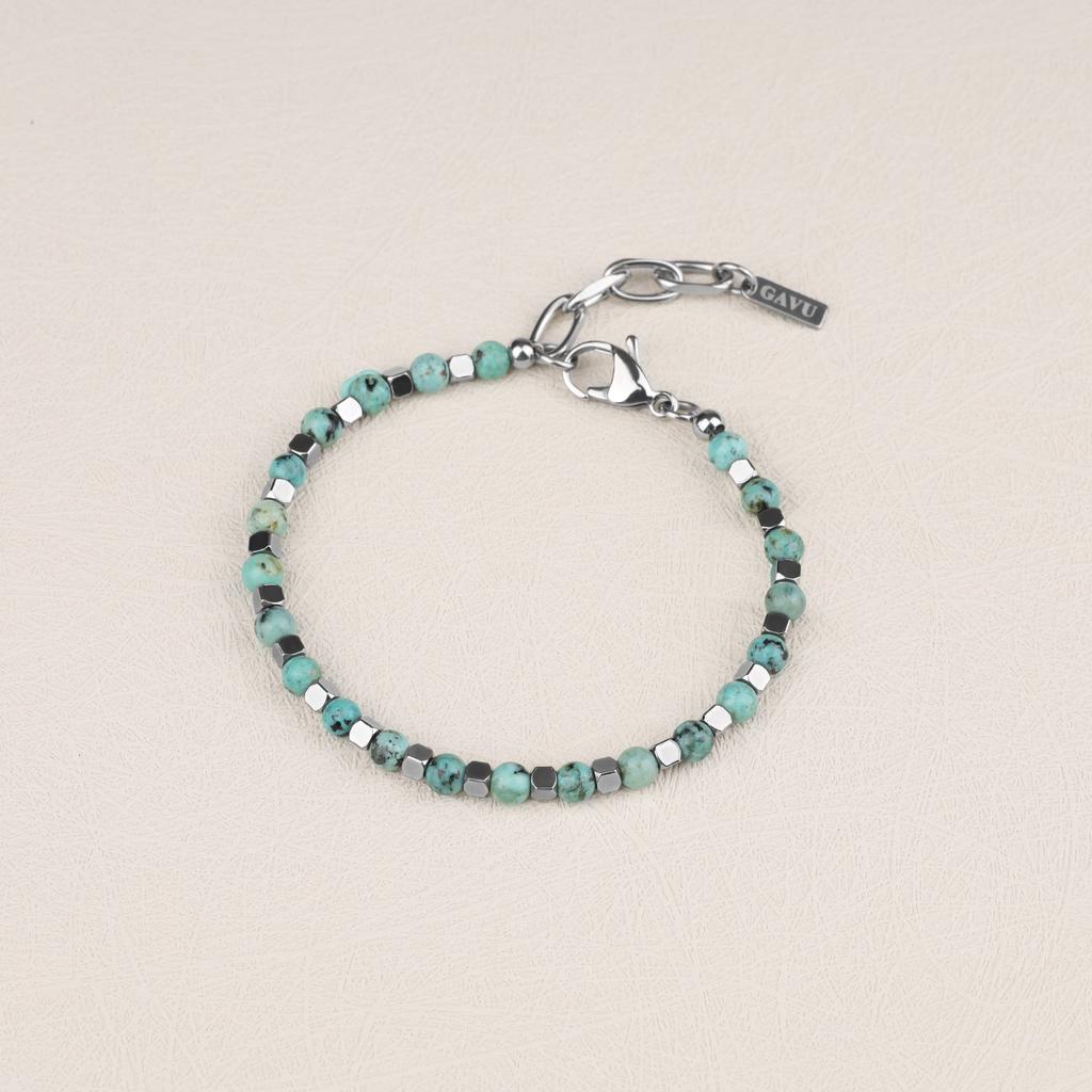 GAVU African Turquoise Stainless Steel Power Stone Bracelet for Men