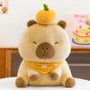 Cute Cherry Blossom Orange Capybara With Scarf Cartoon Animal Doll Plush