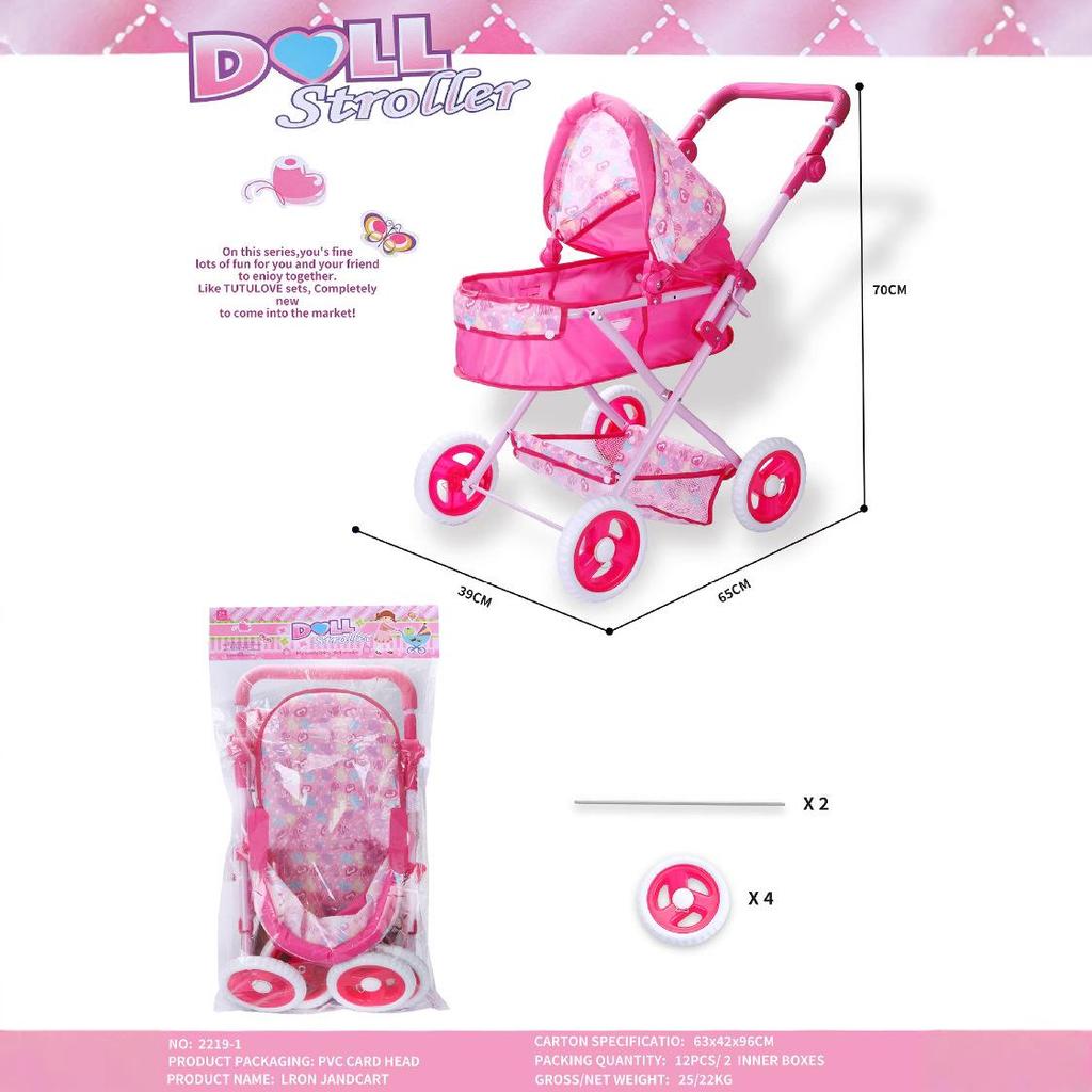 Children's Large Simulation Stroller Toy with Tray - Push Doll Stroller for Girls
