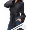 New Women's Fashion Casual Polo Neck Bow Tie Up Short Edition Double Breasted Poplin Shirt
