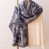 Womens Silk Wool Scarf Handcrafted Roll Edge Double-Sided Exotic Print Shawl Lightweight Warm Winter Accessory
