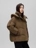 Women's Autumn and Winter Coat Solid Color Stand Collar Hooded Loose Short Thickened Windproof Women's Jacket