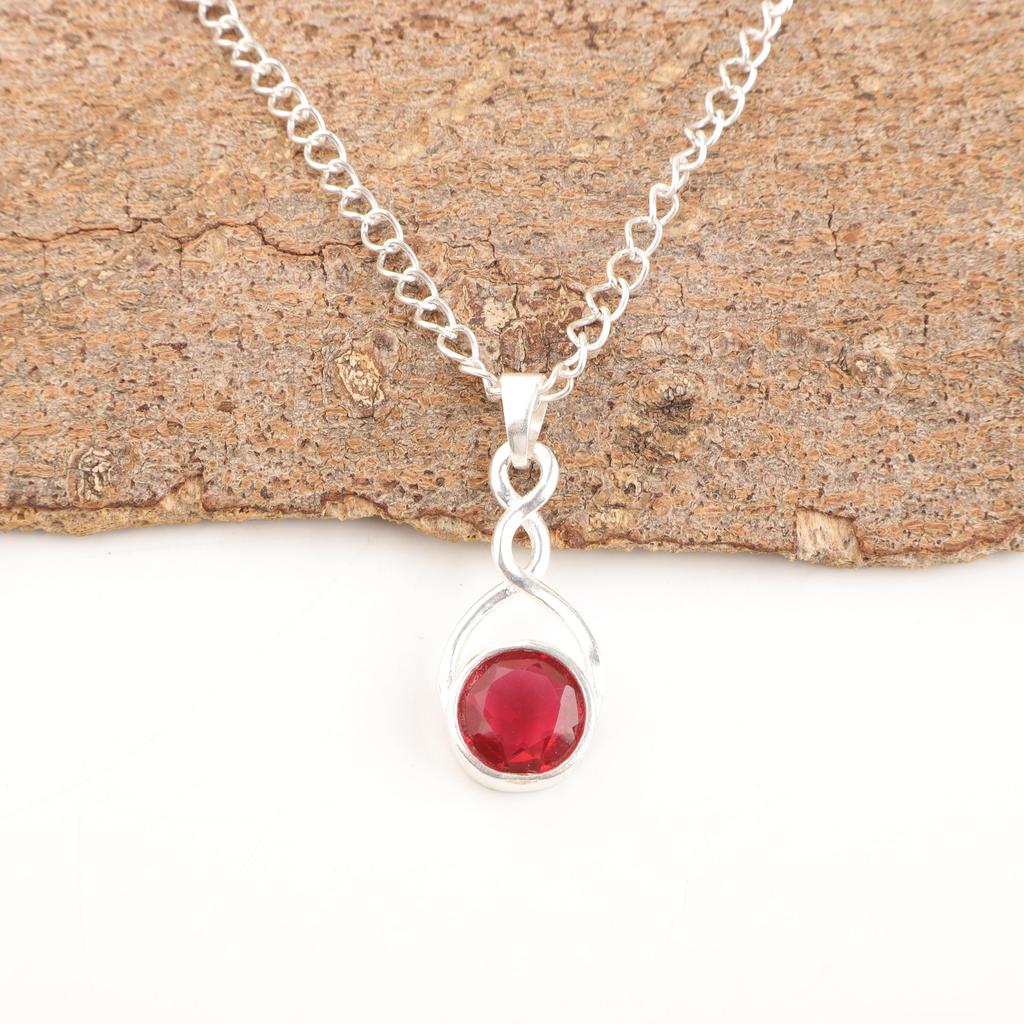 Schmuck mit rosa Rubellit-Edelstein, Anhänger aus massivem 925er Sterlingsilber, wunderschöner Silberanhänger, handgefertigter Heilanhänger für Damen