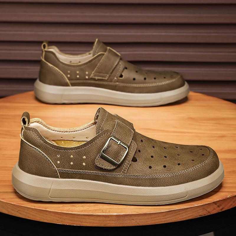 

Big-name men s shoes of the same popular style, summer breathable hole shoes, live broadcast of new sandals, men s leather shoes, large size 44