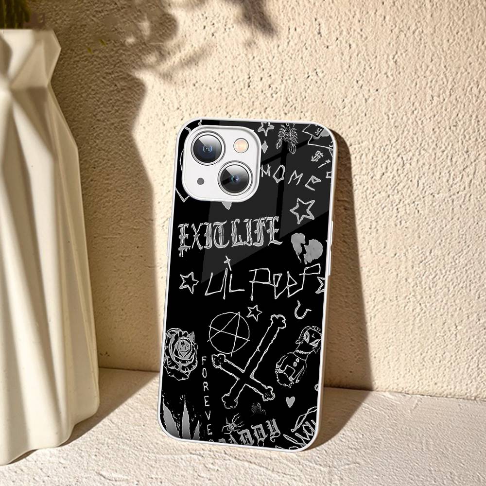Singer Rapper L-Lil Peep For IPhone 14 13 12 Mini 11 Pro XS Max X XR 14 Plus Tempered Glass Cover