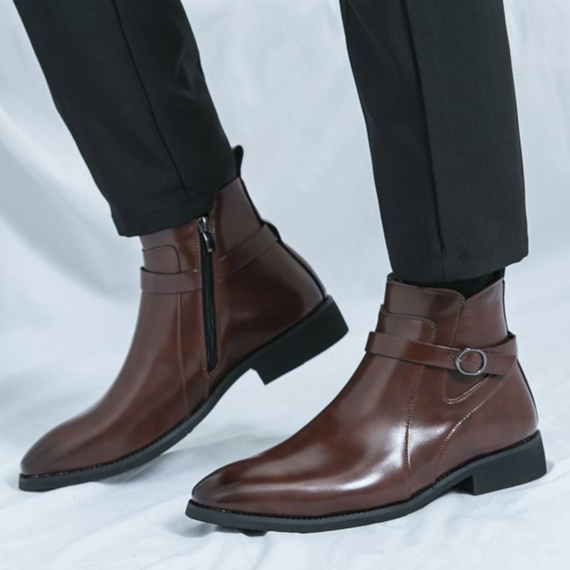 Móda Novinka Zimní Móda Návrhář Špičaté Černé Hnědé Chelsea Kotníkové Boty Pánské Ležérní Luxusní Vysoké Boty Zapatos Hombre