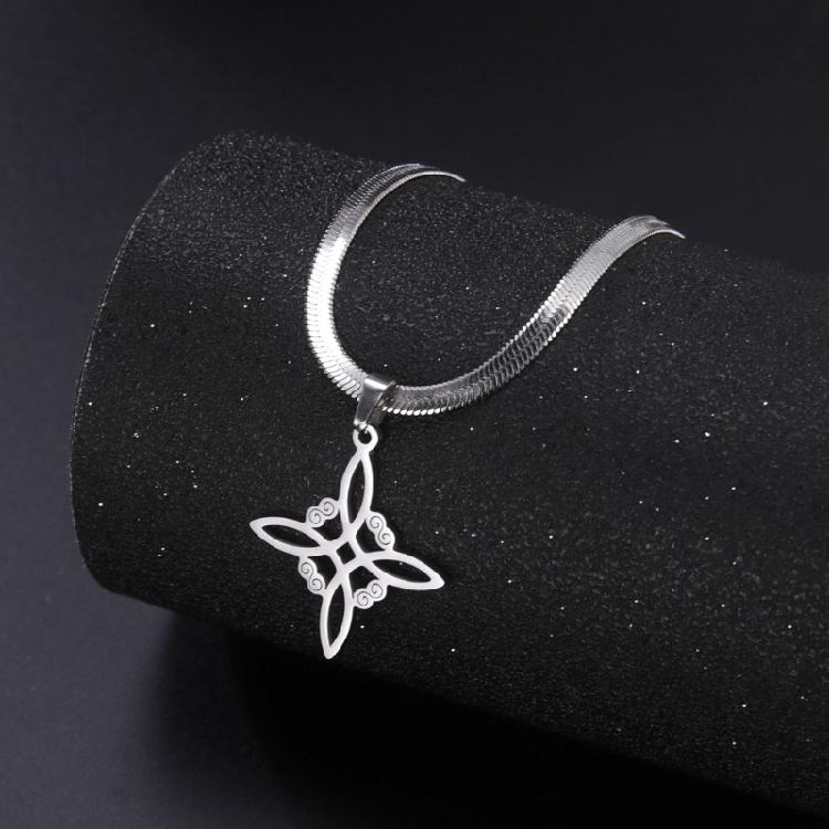 Amulet Witch Knot Stainless Steel Chain Necklace for Women Drop Neck Chokers